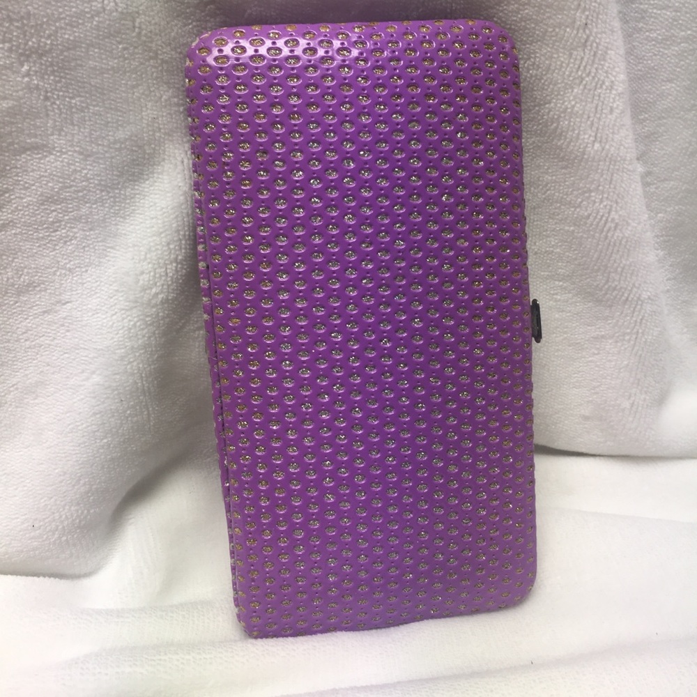 Lavender Slim Wallet with Silver Sparkles